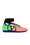 Valentino Logo Sneakers In Coral  Fluo Green  Grigio  & Acid Blue