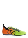 Valentino Lime Green And Fluorescent Orange Sporty Sneakers In Cotton And Pu Bold Design In Multicolor