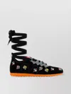 Valentino Chromathon Sneakers Velvet Floral Embroidery In Black