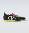 Valentino Garavani Black Sneakers With Asymmetric Toe And Vlogo Detail On The Side In Tech Fabric Ma In Black