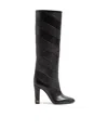 Valentino Garavani Rayons Nappa Boot With Chevron Pattern 100mm Woman Black 39 In Black