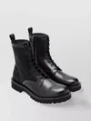 Valentino Chunky Sole Combat Boot With Iconographe Calfskin In Black