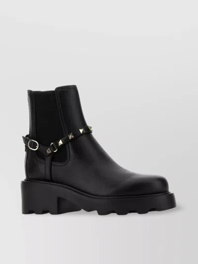 Valentino Garavani Chunky Sole Leather Ankle Boots