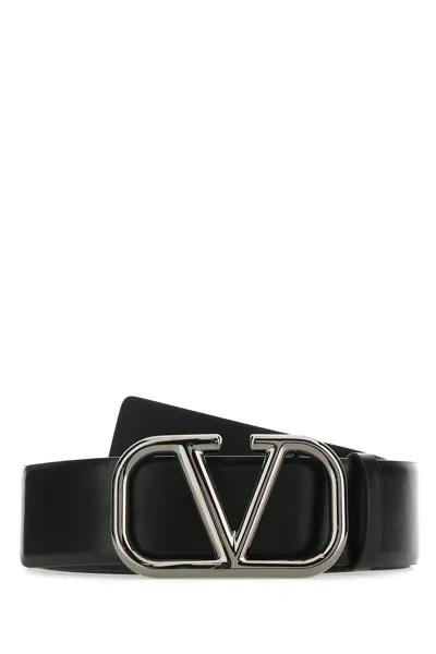Valentino Garavani Reversible Leather Signature Belt In Black