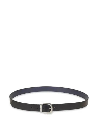 Valentino Garavani Mini V Logo Reversible Leather Belt In Black