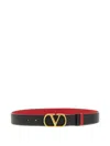 Valentino Garavani Vlogo Signature Reversible Shiny Calfskin Belt - 20mm / 1.2 In. Woman Black/deep In Black