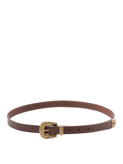 Valentino Garavani Vlogo Signature Leather Belt In Brown