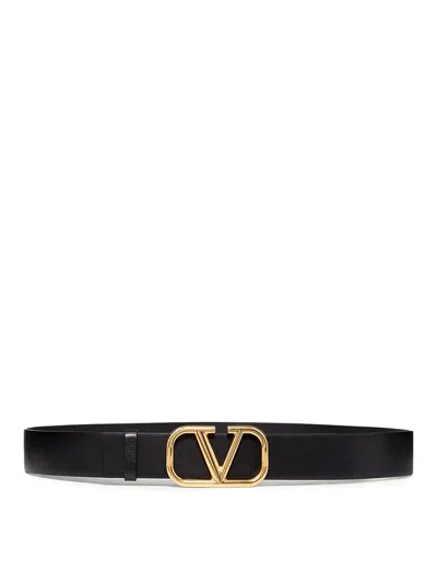 Valentino Garavani Cintura Vlogo Signature In Vitello In Black