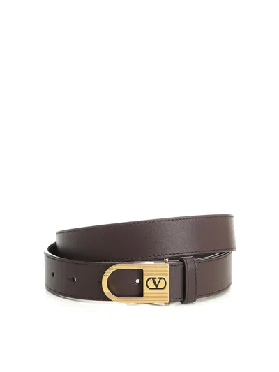 Valentino Garavani Vlogo Signature Leather Belt In Brown