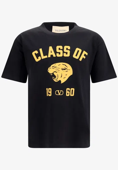 Valentino Class Of 1960 Panther Print T-shirt In Black