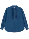 Valentino Classic Blue Denim Shirt With Ruffled Placket