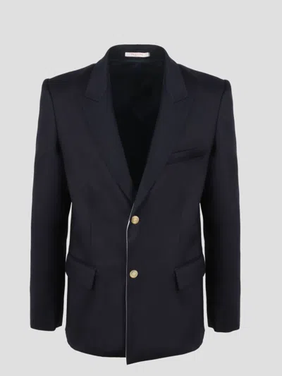 Valentino Classic Buttoned Blazer In Blue