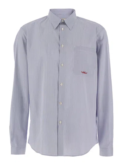 Valentino Classic Collar Cotton Striped Button-front Shirt For Men In Multi