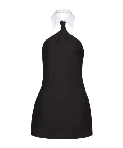 Valentino Classic-collar Halterneck Minidress In Black
