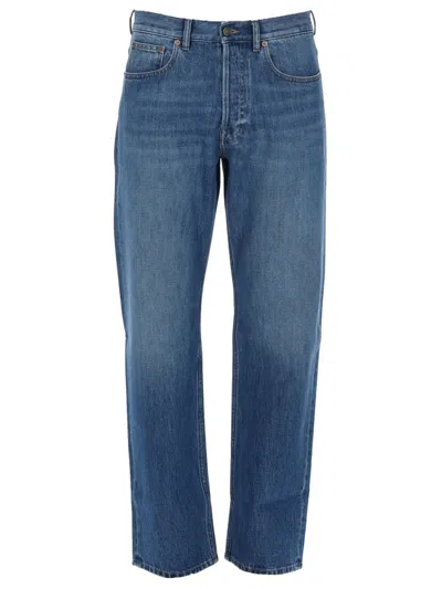 Valentino Classic Cotton Denim Jeans For Men In Animal Print