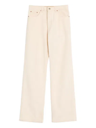 Valentino Classic Cotton Jeans With Button Fastening In Neutral