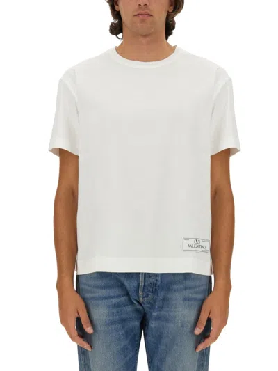 Valentino Classic Crew Neck T-shirt With Logo Patch In White