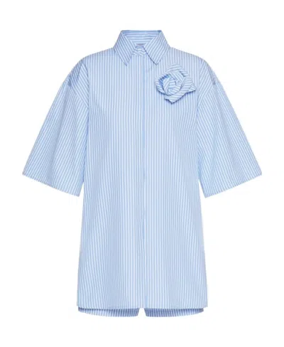 Valentino Classic Stripe Popeline Jumpsuit In Blue