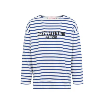 Valentino Classic Striped Graphic Print T-shirt In White