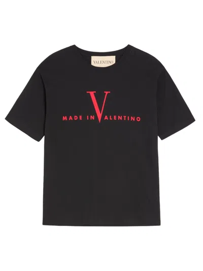 Valentino Crew Neck Short Sleeve T-shirt Design In Black