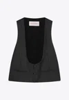 Valentino Charcoal Grey Vest In Wool Men In Gray