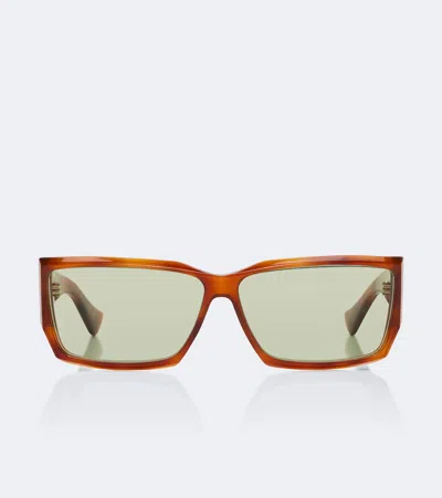 Valentino Classico Vlogo Rectangular Sunglasses In Brown