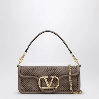 Valentino Garavani Clay-coloured Locò Bag In Woven Leather In Multicolor