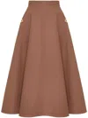 Valentino Pleated Silk-faille Midi Skirt In Brown