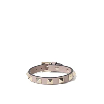 Valentino Garavani Clay Leather Rockstud Bracelet In Pink