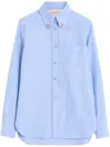 Valentino Clear Blue Button-up Shirt With Decorative Collar Buttons In Blue