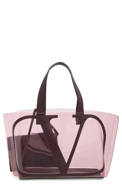 Valentino Garavani Clear Tote & Pouch In Rosa/ Rubin