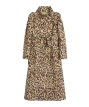 Valentino Leopard Print Double Breasted Coat With Belt In Brown