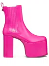 Valentino Beatle Platform Leather Booties In Pink