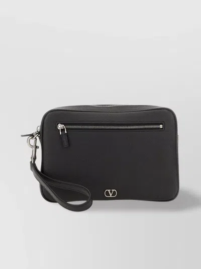 Valentino Garavani Clutch Bag With External Pocket And Wrist Strap