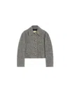 Valentino Tailored Peacoat Cropped Houndstooth Long Sleeves In Gray