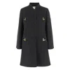Valentino Black Stand Collar Coat In Gray
