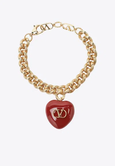 Valentino Garavani Coer Royal Logo-plaque Bracelet In Gold