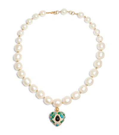 Valentino Garavani Coeur Royal Beaded Necklace In Ivory