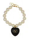 Valentino Garavani Ivory Pearls Coeur Royal Bracelet