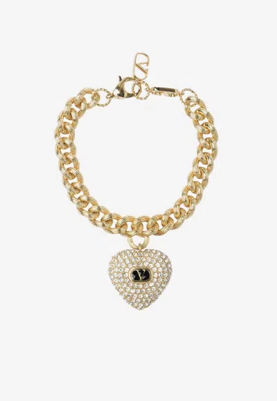 Valentino Garavani Crystal-embellished Coeur Royal Bracelet In Gold