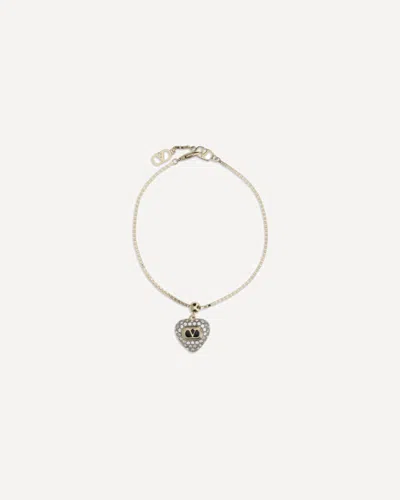 Valentino Garavani Coeur Royal Bracelet With Swarovski Crystals In Gray