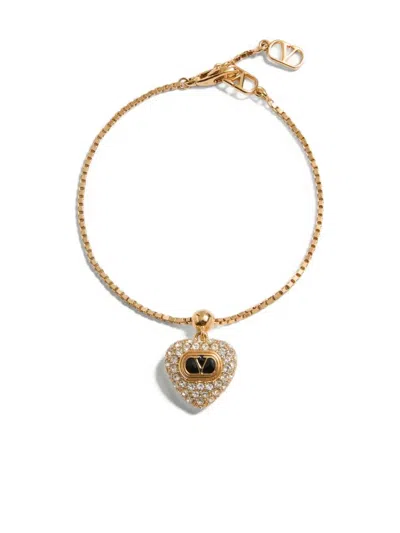 Valentino Garavani Coeur Royal Crystal-embellished Heart Bracelet In Gold