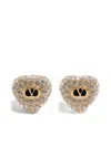 Valentino Coeur Royal Crystal-embellished Heart Earrings In Brown