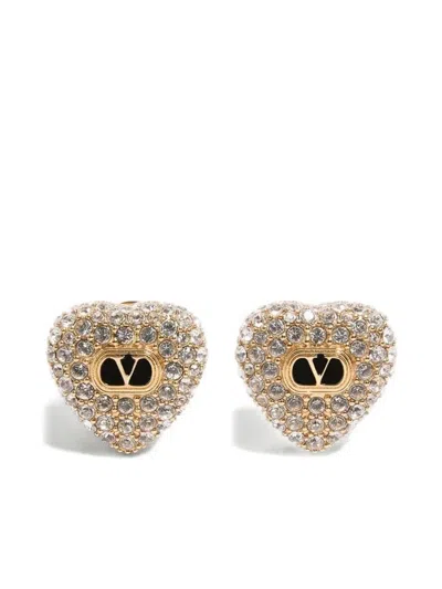 Valentino Garavani Coeur Royal Crystal-embellished Heart Earrings In Brown