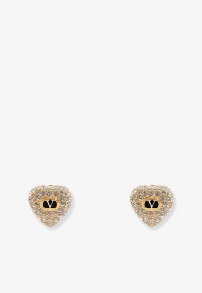 Valentino Garavani Coeur Royal Crystal-embellished Stud Earrings In Gold