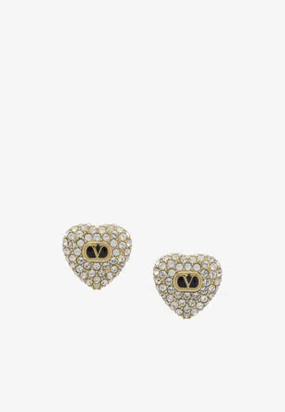 Valentino Garavani Coeur Royal Crystal-embellished Stud Earrings In Gold