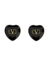 Valentino Black Enamel And Metal Coeur Royal Earrings In Black