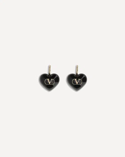 Valentino Garavani Coeur Royal Earrings In Black