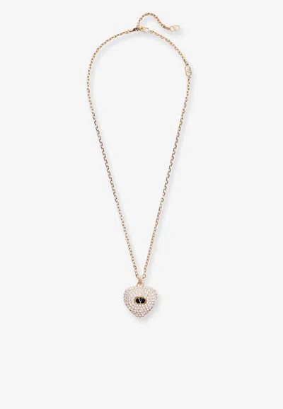 Valentino Garavani Coeur Royal Enamel And Crystal Necklace In Gold