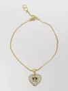 Valentino Womens Oro Nero Crystal Coeur Royal Metal And Swarovski Crystal Bracelet In Gold